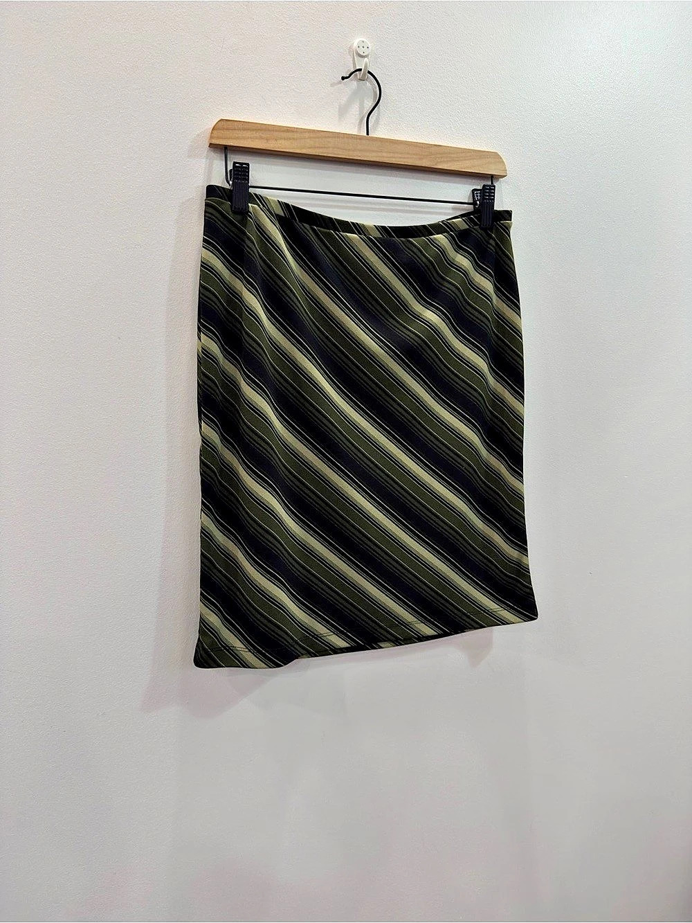 Vintage Y2K Express Earthy Diagonal Multi-Stripe Midi Skirt Size M